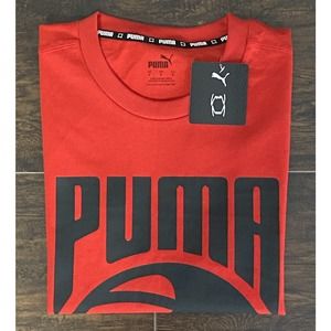 Puma Hoops Men's Small Logo Graphic Posterize Tee Crew Neck Red NEW